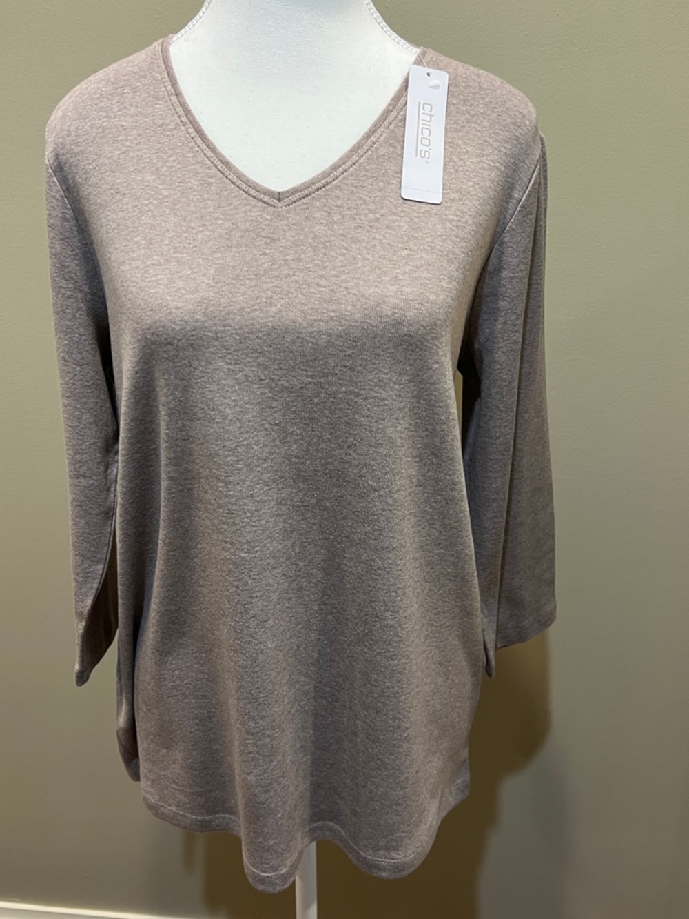 Chico's Neutral Taupe V-Neck Tunic